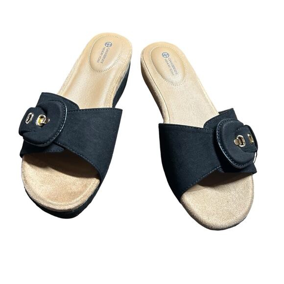 Giani Bernini Ashllyn Memory Foam Wedge Sandals Slip On Buckle Strap  NEW Size 9 - Picture 3 of 11